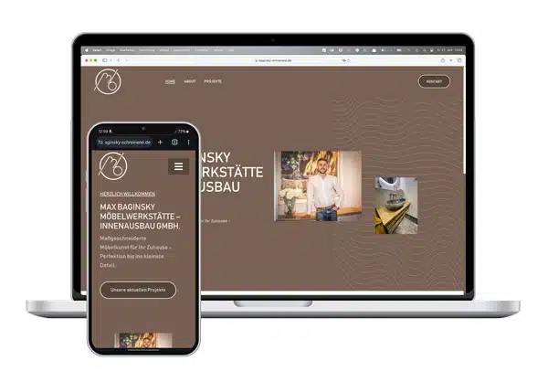 Website-Projekt Baginsky Schreinerei als Browser-Mockup