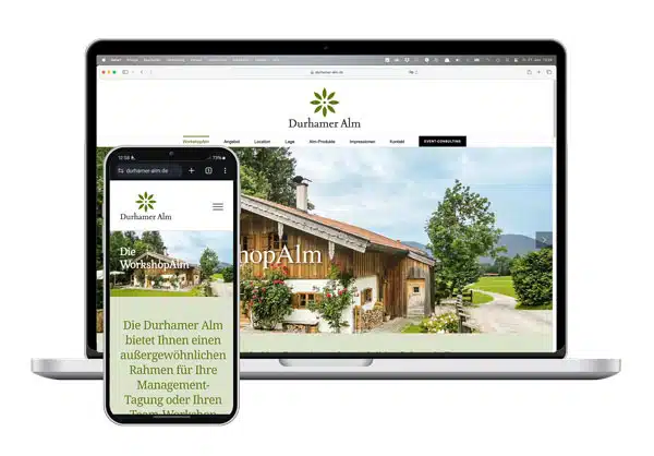 Website-Projekt Durhamer Alm als Browser-Mockup