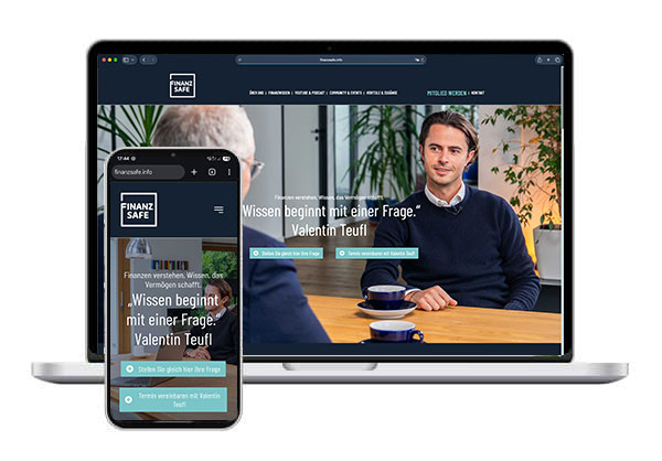 Website von FinanzSafe auf Laptop und Smartphone