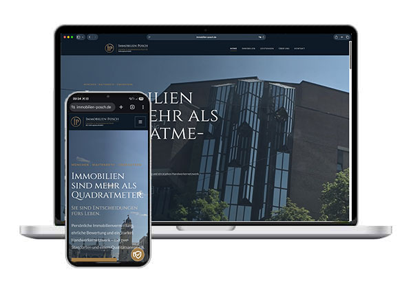 Website von Immobilien Posch auf Laptop und Smartphone