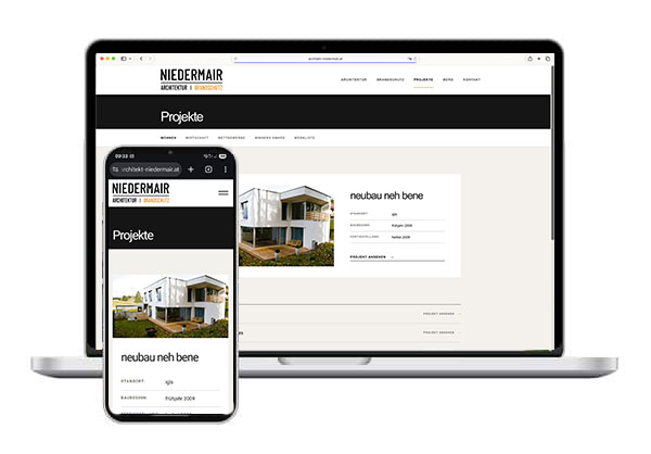 Die neue Website von Niedermair auf Laptop und Smartphone