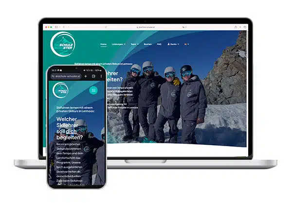 Website-Projekt Skischule Schuster als Browser-Mockup