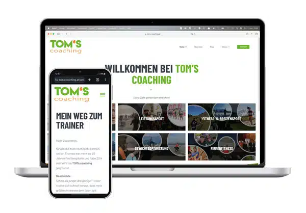 Website-Projekt Toms Coaching als Browser-Mockup
