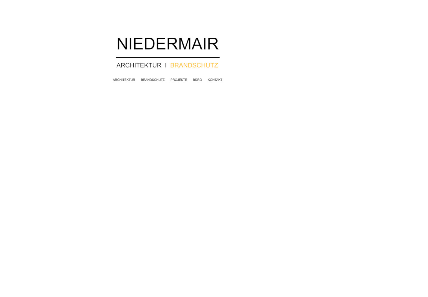 Frühere Startseite von Niedermair mit Logo und horizontaler Navigation