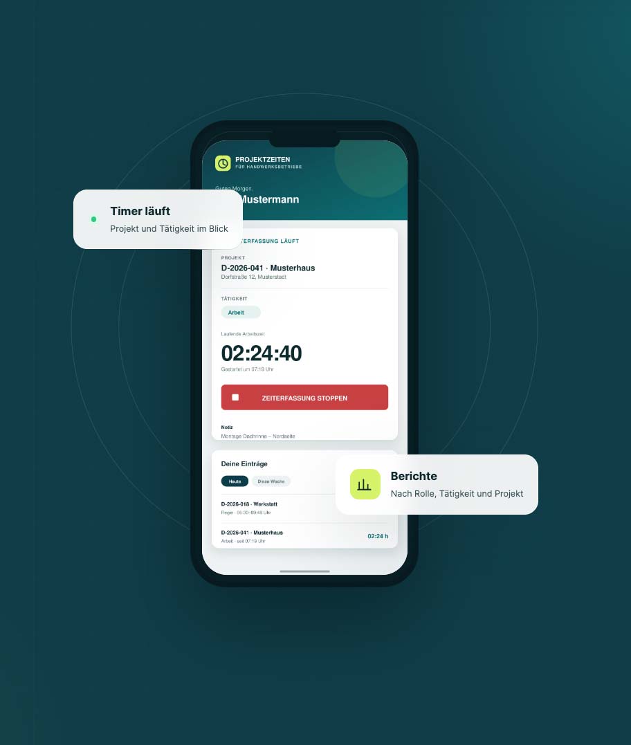 Projektmotiv zur Web-App Projektzeiten für Handwerksbetriebe