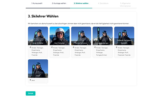 SmartBooking Pro Auswahl einer verfügbaren Lehrperson